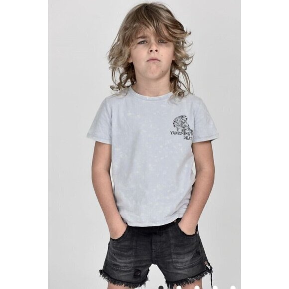New One Teaspoon Mr Relaxed Straight Leg Denim Shorts Kids 8-9 Black Panther - Picture 2 of 7